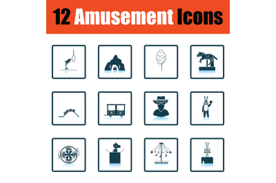 Amusement park icon set