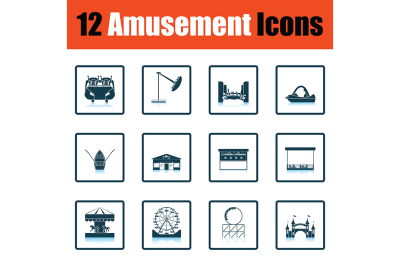 Amusement park icon set