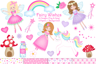 Fairy clipart, Unicorn clipart, Fairy Graphics &amp; Illustrations