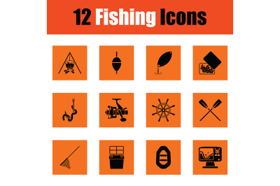 Fishing icon set