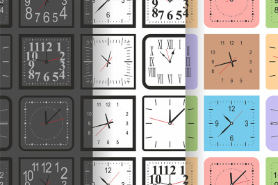 Seamless pattern with Square wall clock