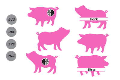 Pig SVG cut file, pig monogram svg, farm svg, farm animals svg.