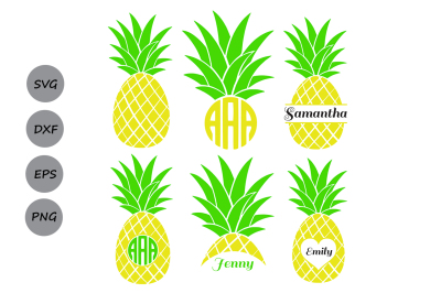 Pineapple SVG, Pineapple Monogram Frames, Pineapple Cut File.