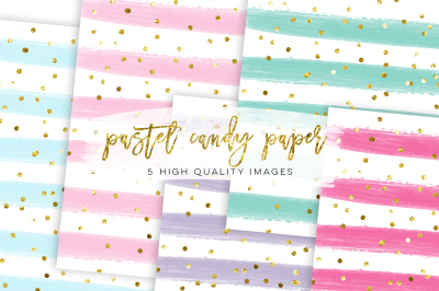 pink gold confetti, Watercolor clipart, Stripes Pattern, Watercolor 