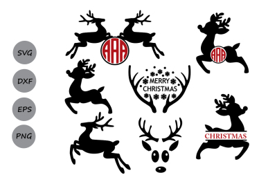 Reindeer svg, Reindeer monogram svg, Christmas svg, Deer Svg.