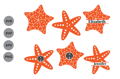 Starfish SVG&2C; Starfish Monogram SVG&2C; Nautical Sea Svg&2C; Silhouette Svg.