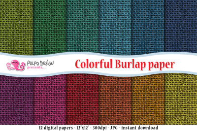 Colorful Burlap Digital Paper