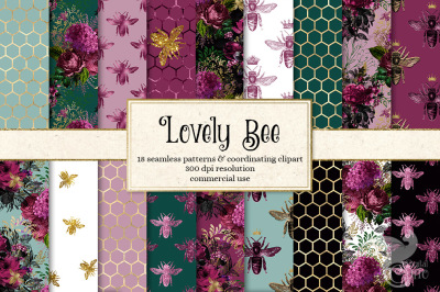 Lovely Bee Seamless Digital Paper