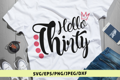 Hello Thirty Birthday Svg Cut File