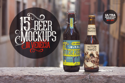 15 Beer Mockups in Venecia