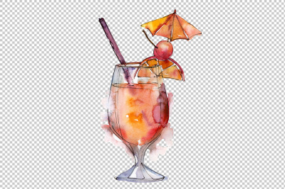 Cocktail mix PNG watercolor set