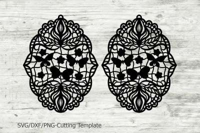 earrings pendant, cutting laser template, svg file, lace floral cut