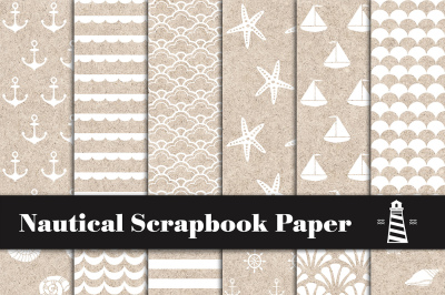 Nautical Scrapbook Paper, Nautical Patterns, Anchors, Sea Waves