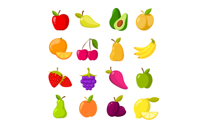 Cartoon fruits vector clipart collection