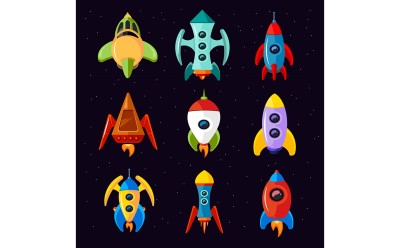 Cartoon spaceships 