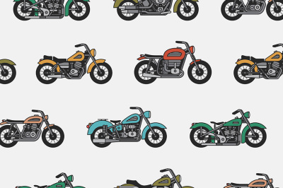 pattern with vintage motorcycles