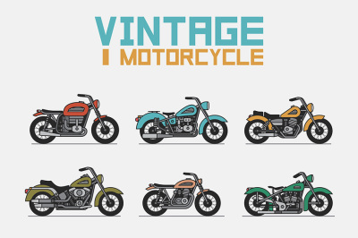 set vintage motorcycle