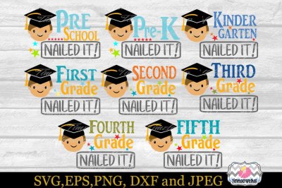 SVG, Dxf, Eps & Png Cutting Files Graduation Nailed it Bundle