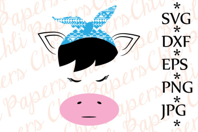 Cow with bandana Svg,Cow face Svg,Cute Cow Svg