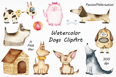 Watercolor Dogs ClipArt