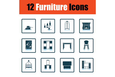 Home furniture icon set