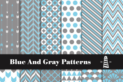 Blue And Gray Digital Paper&2C; Gray Blue Papers&2C; Blue Patterns