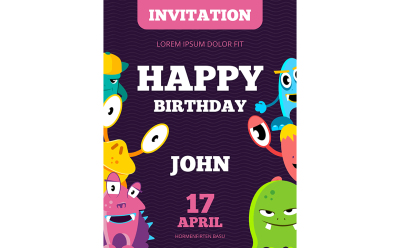 Children happy birthday invitation vector card 