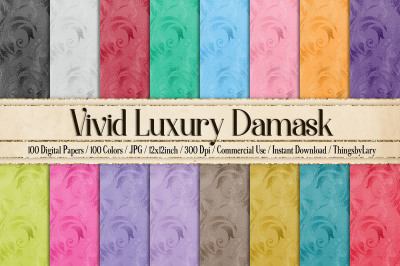 100 Vivid Luxury Foil Damask Texture Papers