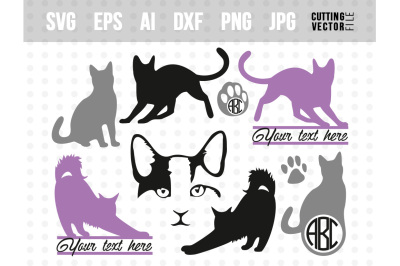 Cat Vector Bundle - svg, eps, ai, dxf, png, jpg