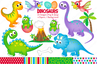 Dinosaur clipart, Dinosaur graphics &amp; illustrations, Cute dinosaurs