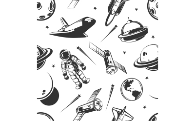 Astronaut space traveling vector seamless pattern 