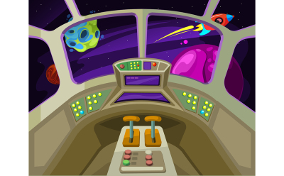 Cartoon spaceship cabin interior 