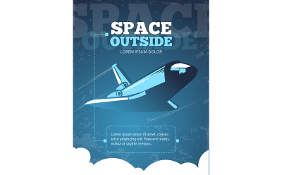 Outer space, universe adventure, galaxy travel vintage vector poster