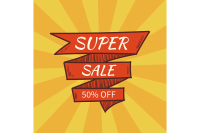 Super sale banner. Retro style