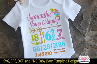 SVG, Dxf, Png & Eps Cutting Files Baby Birth Announcement Template 