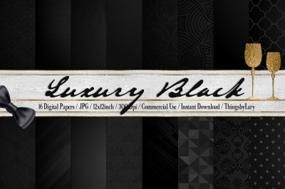 16 Black Luxury Pattern Digital Papers