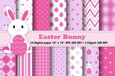 Easter Bunny Digital Paper, Easter Digital Papers, Easter Eggs Pattern