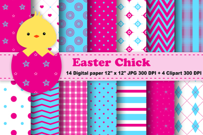 Easter Chick Digital Paper, Easter Digital Paper, Chick Digital Paper.