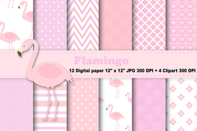 Pink Flamingo Digital Paper, Flamingo Digital paper, Summer Patterns.