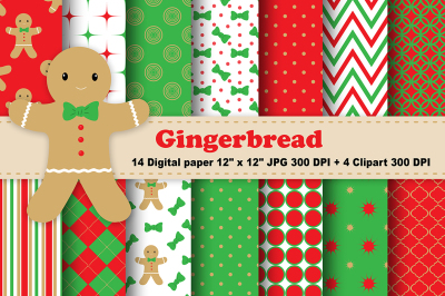 Gingerbread Digital Paper, christmas digital paper, Holiday Background