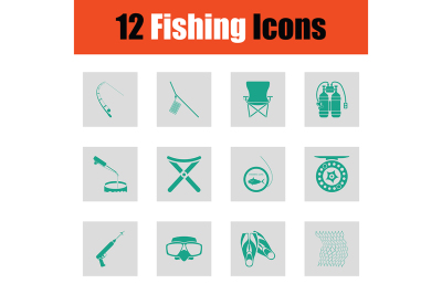 Fishing icon set