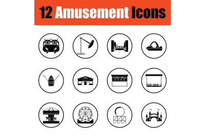 Amusement park icon set