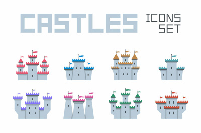 Castles and Fortresses icons set