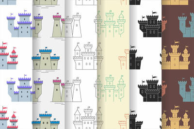 Seamless pattern with castles