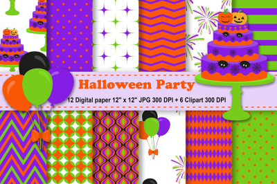 Halloween Digital Paper, Trick Or Treat, Spooky Digital Paper.