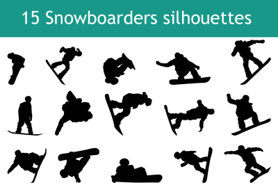 Snowboarder man silhouette set