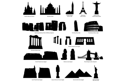 landmarks silhouette set
