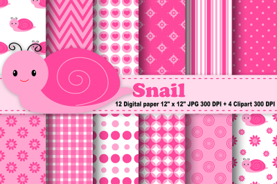 Snail Digital Paper, Bugs Background, Flowers pattern, Insects pattern