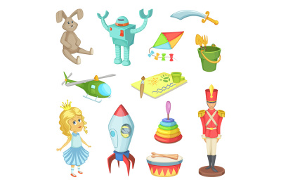Cartoon set of toys for kids boys and girls