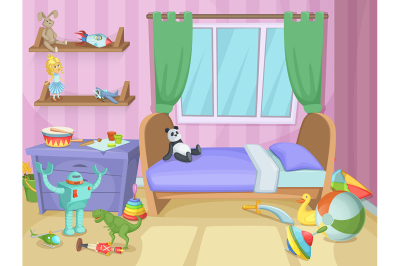 Room for kids with funny toys on the floor